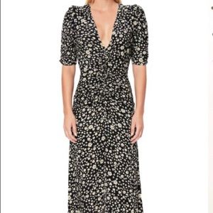 Afrm Logan daisy first plunge neck dress m